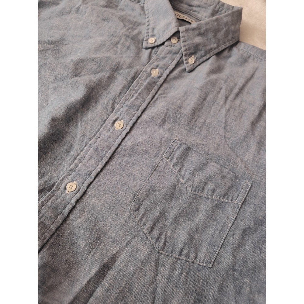 Gustin Light Blue Chambray Button Up Shirt Short Sleeve Made in USA  XL - Picture 4 of 9